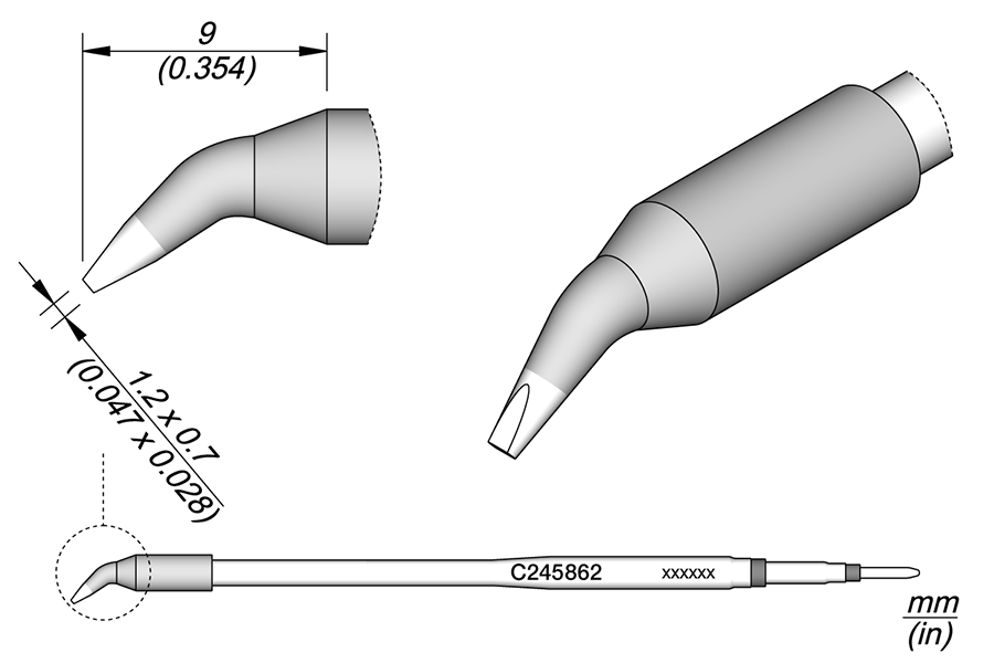 C245862 - Chisel Bent Cartridge 1.2 x 0.7 L